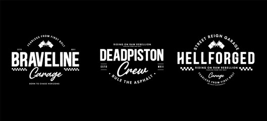 Motorcycle racing badges club emblems tshirt design Retro Racing Typography Graphics	