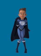Fun 3D cartoon superhero woman talking