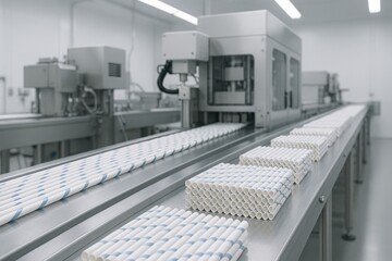 Automated paper straw production line in modern industrial facility