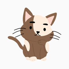 Cat cartoon isolated on white background. A collection of various poses of a cute variant cat. Cat vector illustration.