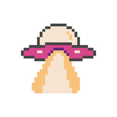 Fototapeta premium UFO spaceship space pixel art