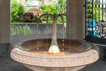 A Boiling fountain in Wiesbaden with water coming out of it
