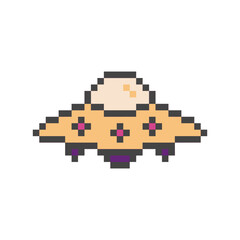 Fototapeta premium UFO spaceship space pixel art