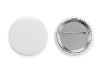 Blank White Round Button Badge Pin Template Design Mockup metal image circle brooch vector object