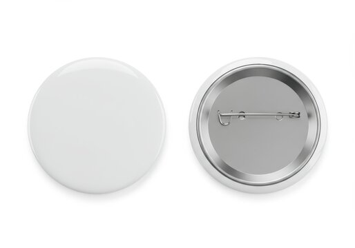 Blank White Round Button Badge Pin Template Design Mockup metal image circle brooch vector object