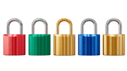 colorful padlocks  isolated on white transparent background