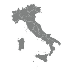 Obraz premium Italy Grey Map Per Region
