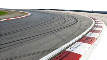 race track with sharp curve and skid marks isolated on white background PNG