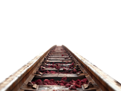 Isolated Train Tracks with Red Stones