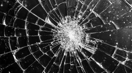 Fototapeta premium Overlay of shattered screen glass on a black background