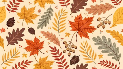 seamless pattern with autumn leaves