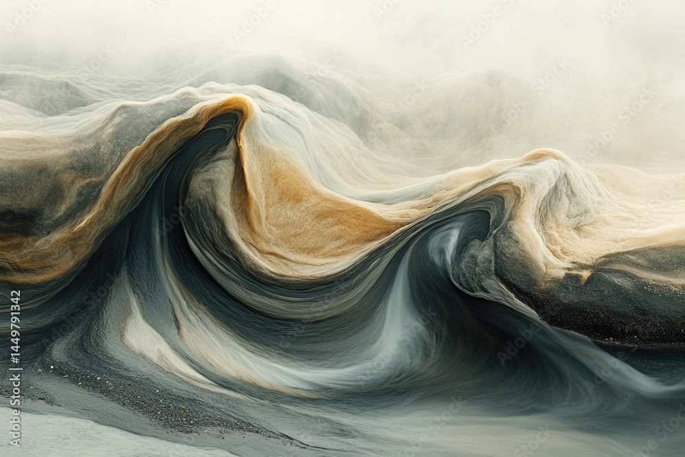Poster abstract swirling sandscape, beige and gray hues create a mesmerizing, fluid wave-like pattern.