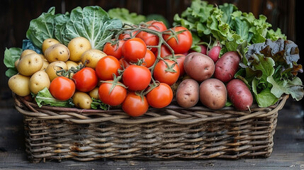 Vibrant Harvest: A Basket of Freshly Picked Vegetables