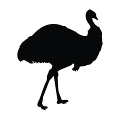 Emu Bird Silhouette Vector Icon