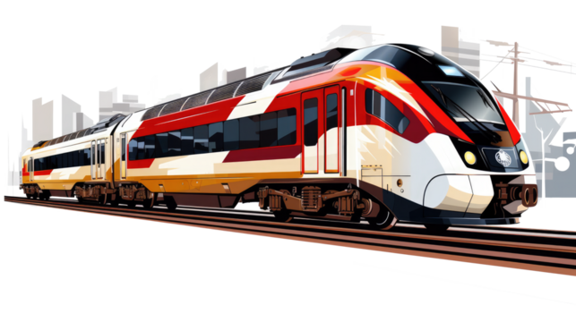 train in motion on  transparent background