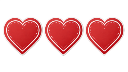red color heart shape sticker set isolated on white background PNG