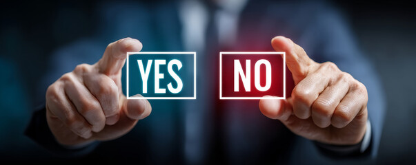 Business decision poll yes or no choices in corporate strategy