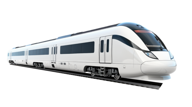 Modern White Train on transparent  Background