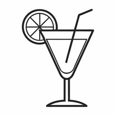 Cocktail outline on white background