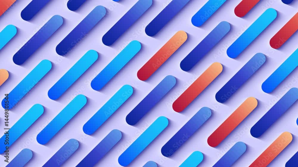 Poster abstract background in flat style with animation of rounded rectangles, circles and lines on colorfu