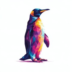 Obraz premium a 3D WPAP-style illustration of a penguin, isolated on white background
