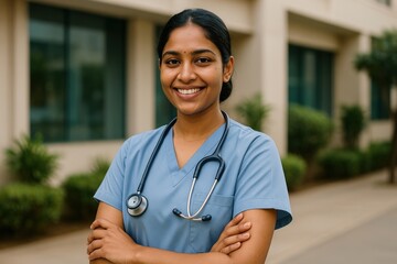 Confident healthcare professional smiling.