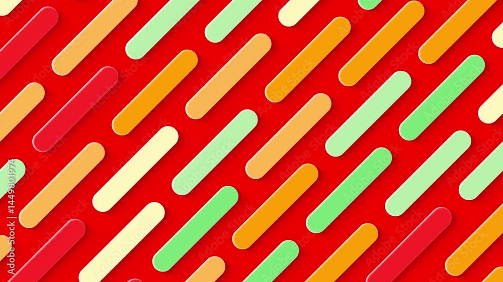 Poster abstract background in flat style with animation of rounded rectangles, circles and lines on colorfu