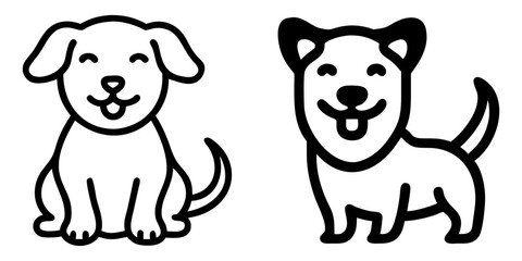 Fototapeta premium Shiba Silhouette Japanese Dog Breed, Pet Animal, Canine Outline, Flat Vector Illustration