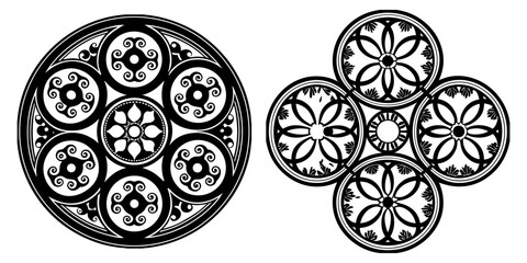 Exquisite Mandala Collection, Detailed Black and White Vector Illustrations for Design and Meditation
