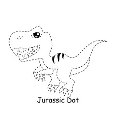 Black line dinasurus dot design. coloring book presschool