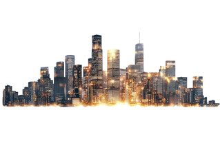 Isolated Cityscape with Gold Lights