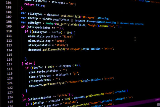 Programming coding screen, web developer coding screen