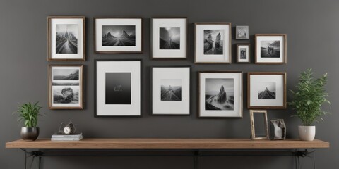 Stylish photo frame gallery wall mockup, various sizes and shapes,  wall decor,  stylish wall decor,  decor mockup