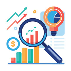 magnifying-glass-highlights-business-growth-chart vector image on white background