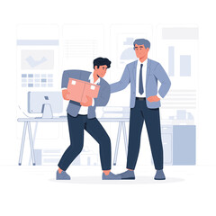 businessman carrying box into office design