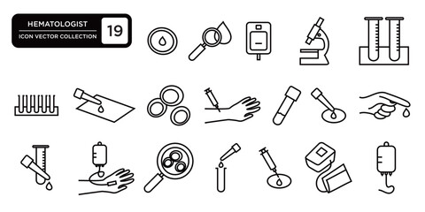 Hematologist icons collection, editable and resizable vector icon templates