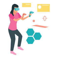 VR person Vector illustration which can easily modify or edit