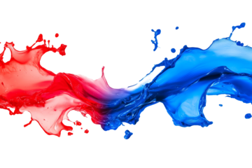 vibrant splash of red and blue liquid paint isolated png transparent cutout