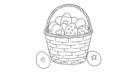 Fototapeta premium Minimalist Easter Basket with Oversized Eggs