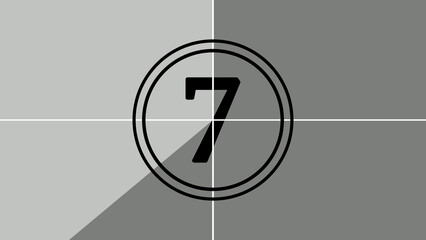 Film countdown illustration on retro looking number in old movie background.