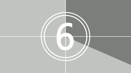 Film countdown illustration on retro looking number in old movie background.