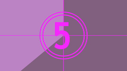 Film countdown illustration on retro looking number in old movie background.
