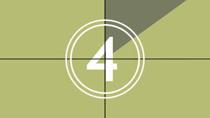 Film countdown illustration on retro looking number in old movie background.