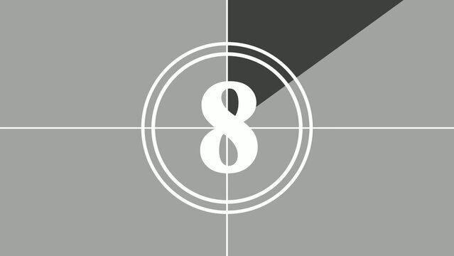 Film countdown illustration on retro looking number in old movie background.