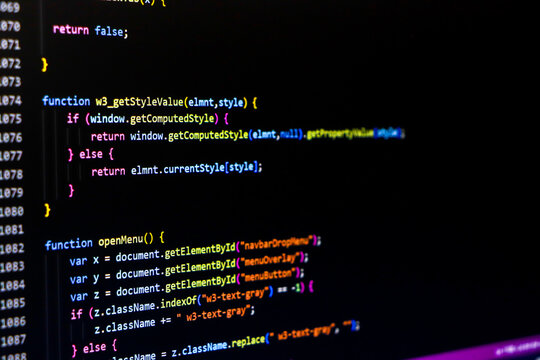 Web development code: CSS or SASS styles preprocessor script lines. Abstract screen of web developer