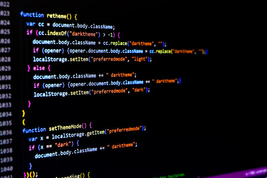 Web development code: CSS or SASS styles preprocessor script lines. Abstract screen of web developer