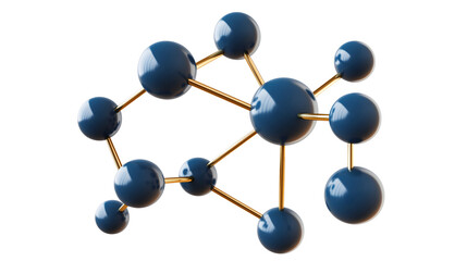 stylized molecular structure model with connected blue atoms isolated png transparent cutout