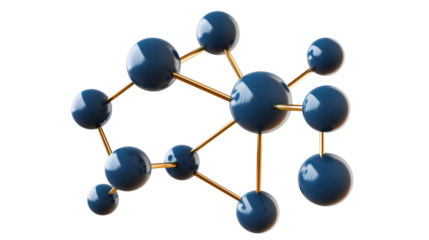 stylized molecular structure model with connected blue atoms isolated png transparent cutout