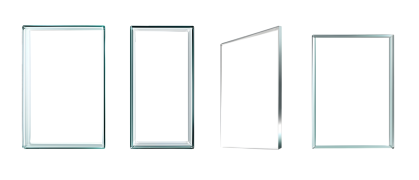 set of modern empty white picture frames isolated png transparent cutout - Powered by Adobe