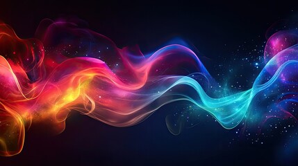Vibrant light trails on black, abstract energy flow, modern background